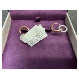 CHARRIOL White Topaz Two-Tone Circle Cable Drop Earrings in PVD Stainless Steel and Rose Gold-Tone