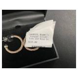 Charriol Ladies Celtic Steel And Rose Gold PVD Cable Hoop Earrings