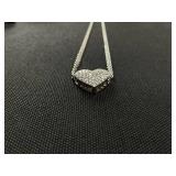 MCYS Cubic Zirconia Pavé Heart 18" Pendant Necklace in Sterling Silver (Clip Needs A Small Repair)