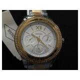 Fossil Womens Stella Sport Multifunction Two-tone Stainless Steel Watch  37mm (Plastic Still On. Needs Battery)