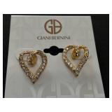 GDGIANI BERNINI CUBIC ZIRCONIA 18K GOLD OVER STERLING SILVER Heart Earrings