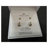 R.H MCYS & CO Lab Created White Sapphire Stone Of Clarity 18K Gold Over Sterling Silver Earrings 2 Pairs (Used, Hoops Need Cleaning)