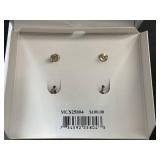R.H MCYS & CO Lab Created White Sapphire Stone Of Clarity 18K Gold Over Sterling Silver Earrings 2 Pairs (Used, Hoops Need Cleaning)