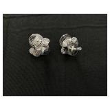 Adina Eden Pave Three Petal Imitation Pearl Stud Earring