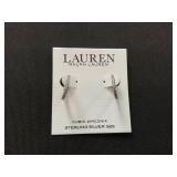 Lauren Ralph Lauren Small Huggie Hoops Cubic Zirconia Sterling Silver 925 With Cleaning Cloth & Bag (Slighty Used, Needs Cleaning)