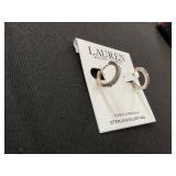 Lauren Ralph Lauren Small Huggie Hoops Cubic Zirconia Sterling Silver 925 With Cleaning Cloth & Bag (Slighty Used, Needs Cleaning)