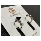 GIANI BERNINI Huggie Hoops Cubic Zirconia Sterling Silver (Used, Needs Cleaning)
