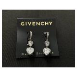 Givenchy Silver-Tone Crystal Double Clear Stone Drop Earrings Cubic Zirconia