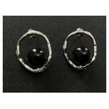 MCYS Silver Plated Multi Genuine Stone Stud Earrings