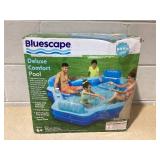 Bluescape Blue Deluxe Comfort Inflatable Family Swimming Pool, 4 Seats, Square, Age 6 & up 8ft 9in wide