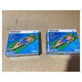 LOT OF 2 Bluescape Green Neon Comfort Inflatable Water Mat, Pool Float, Age 14 & up, Unisex 3ft 9in Long