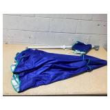 AMMSUN 6ft Travel Folded Beach Umbrella,Blue (Minor Transit Damage, 3 Poles Came Out)