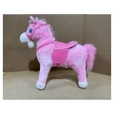 Qaba Kids Ride on Rocking Horse Toddler Plush Toy with Realistic Sounds and Swinging Tail for 3 Years Old Children (Missing Handles)