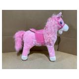 Qaba Kids Ride on Rocking Horse Toddler Plush Toy with Realistic Sounds and Swinging Tail for 3 Years Old Children (Missing Handles)