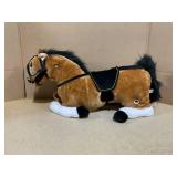 Qaba Durable Kids Plush Spring Rocking Horse, Ride On Rocking Horse with Realistic Sounds, Brown