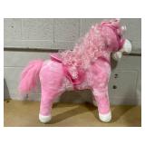 Qaba Kids Ride on Rocking Horse Toddler Plush Toy with Realistic Sounds and Swinging Tail for 3 Years Old Children