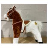 Qaba Rocking Horse with Sound, Ride on Horse with Saddle, Toddler Rocker, Gift for 3-8 Year Old, Brown