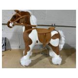 Qaba Toddler Rocking Horse, Kids Plush Rocking Chair Toy with Nursery Rhyme Music Brown