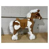 Qaba Toddler Rocking Horse, Kids Plush Rocking Chair Toy with Nursery Rhyme Music Brown