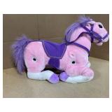 Qaba Spring Rocking Horse, Kids Ride on Horse, Plush Horse Ride-on w/ Sounds & Foot Stirrups for Kids 3-8 Years, Pink (Missing Hardware)