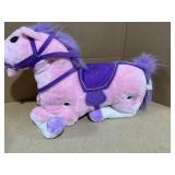 Qaba Spring Rocking Horse, Kids Ride on Horse, Plush Horse Ride-on w/ Sounds & Foot Stirrups for Kids 3-8 Years, Pink (Missing Hardware)