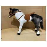 Qaba Ride on Horse for Toddlers 3-8 Years Old, Stuffed Animal Horse Toy with Neighing Sound, Brown
