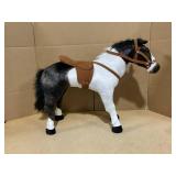 Qaba Ride on Horse for Toddlers 3-8 Years Old, Stuffed Animal Horse Toy with Neighing Sound, Brown