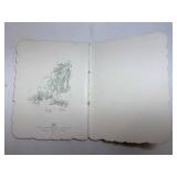 Perfumed Petals Vintage Card Album with Embossed Floral Border and Vase Illustration