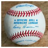 Roy Smalley Signed Baseball Rawlings OALB Brown Ball Minnesota Twins