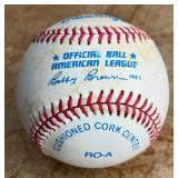 Tim Laudner Signed Baseball Rawlings OALB Brown Ball Minnesota Twins