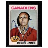 Jacques Lemair On-Card Auto 1975 O-Pee-Chee #258 Signed Vitnage Hockey Card