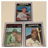 (3) 1971 Topps Vintage Star Baseball Card Lot - Brock, Hunter, Schoendienst
