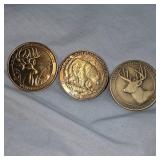 3-North American Big Game Bronze Medallions/Tokens