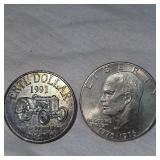 1991 Ertl Token Dollar and 1976 Ike "Silver" Dollar
