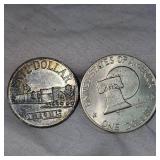 1991 Ertl Token Dollar and 1976 Ike "Silver" Dollar