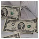 2-1976 $2 Bills, 3-1995 $2 Bills