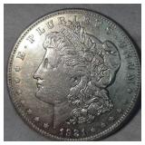 1921 S Morgan Dollar $1 AU Plus, Very Nice