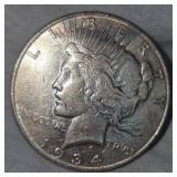 1934 D Peace Dollar $1 in VG Plusw/Toning