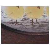 Sweet Hen and Chicks Watercolor Framed Art signed Wells 