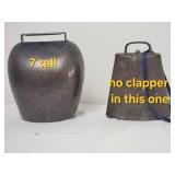 Large Vintage Cow Bells, pair