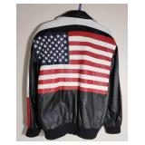 Vintage Pelle USA American Flag Leather Jacket ~ size L