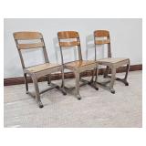 Vintage Industrial School Chairs, Set of Three