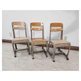 Vintage Industrial School Chairs, Set of Three