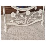 Vintage White Wrought Iron Floral Accent Mirror (15" X 25")
