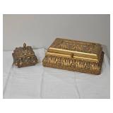 Ornate Gilt Decorative Boxes with Velvet Lining