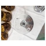 Large Tortoiseshell Art Glass Entertaining Set with Pitcher, Bowl & Mixed Stemware