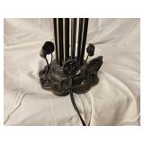 Pond Lily Glass Shade Table Lamp with Bronze Finish Base