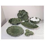 Subtil Portuguese Green Cabbage Ware Serving Collection