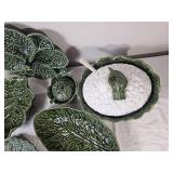 Subtil Portuguese Green Cabbage Ware Serving Collection