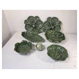 Subtil Portuguese Green Cabbage Ware Serving Collection